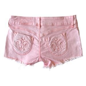 Y2K Siwy Low Rise Light Pink Denim Frayed Cutoff Micro Short Shorts Size 25